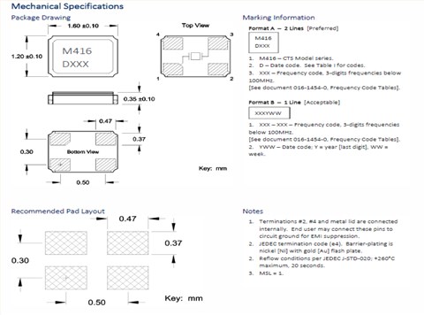 CTS晶振,贴片晶振,416晶振,416F26022CKR晶振