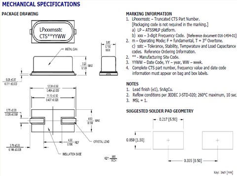 CTS晶振,ATSSMLP晶振,石英晶体谐振器