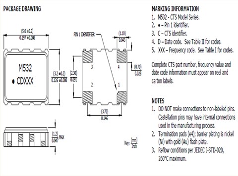 CTS晶振,进口贴片晶振,532压控温补振荡器