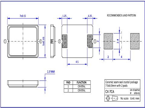 S7CA65.0000F16M23-EXT,7050mm,65MHz,S7CA,NKG谐振器