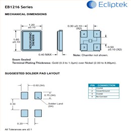 EB1216JA10-24.000M TR,Ecliptek超小型晶振,1612mm,智能手机晶振
