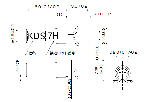 圆柱型KHZ谐振器,进口弯脚无源晶振,SM-26F晶振