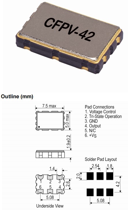 IQD晶振,CFPV-42晶振,石英晶体振荡器
